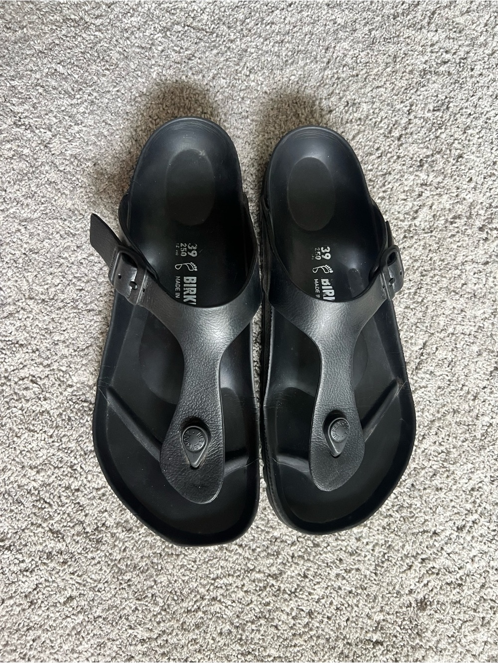 Birkenstock Gizeh Footbed EVA Sandal Size 39 Black Sandals Flip Flips Slip On